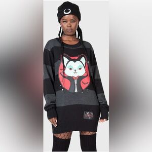 Vampurr black gray stripes knit sweater KILLSTAR XXL bat vamp 2XL NWT NEW
